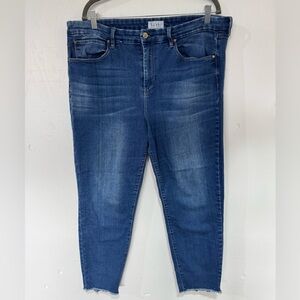 Nicole Miller SoHo high rise ankle skinny jeans frayed hem